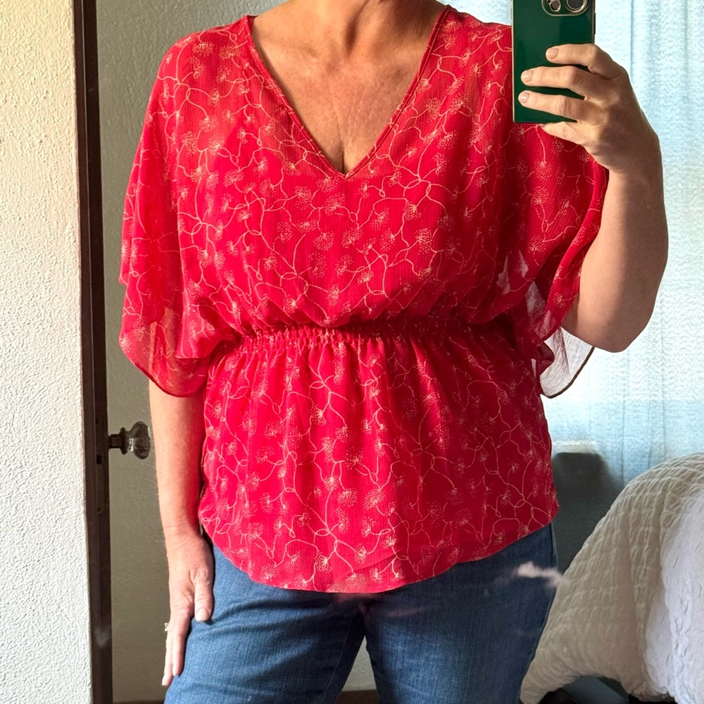Women’s Blouse, red with matching cami, Large